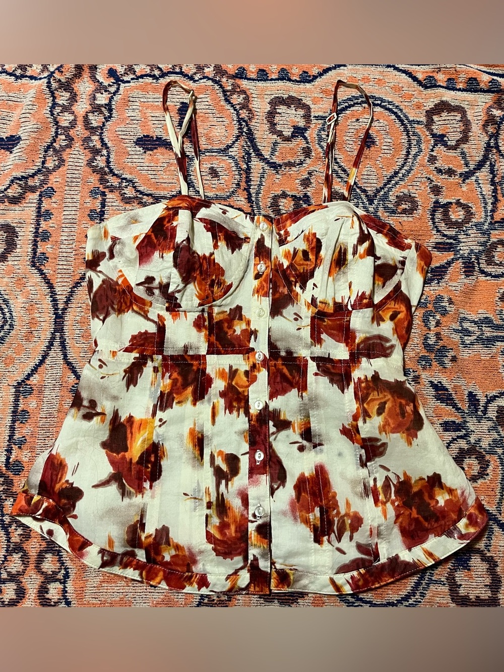 Lauren Conrad Floral Button Corset Cami